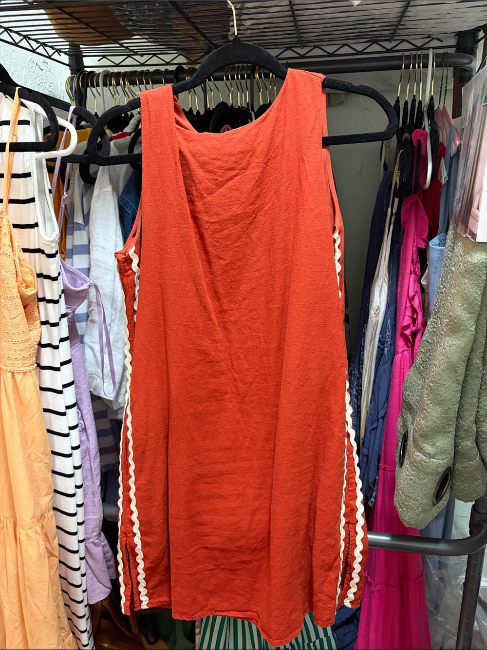 Rachael Zoe Rust Orange Shift Dress with White Trim